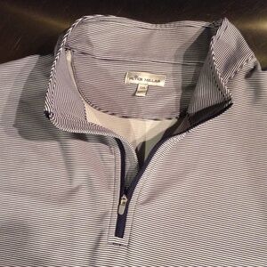 Peter Millar Men's 2XL Quarter Zip Pullover Shirt Blue Striped Golf Performance